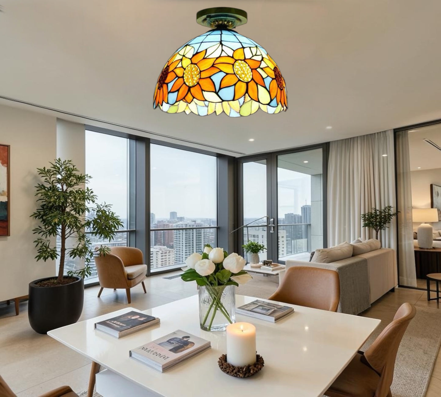 CDH 12” Tiffany Style Downlight Ceiling Lights with 30cm Shade (12702DL)