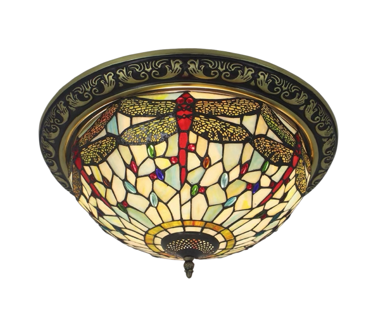 CDH 16" Tiffany Style Flush Mount Ceiling Lights with 40cm Shade (16035WCM)