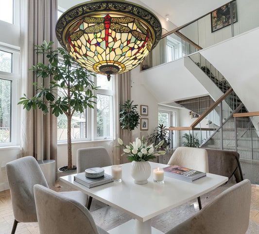 CDH 16" Tiffany Style Flush Mount Ceiling Lights with 40cm Shade (16035WCM)