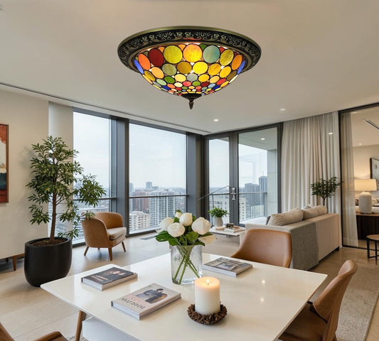CDH 16" Tiffany Style Flush Mount Ceiling Lights with 40cm Shade (16041CM)