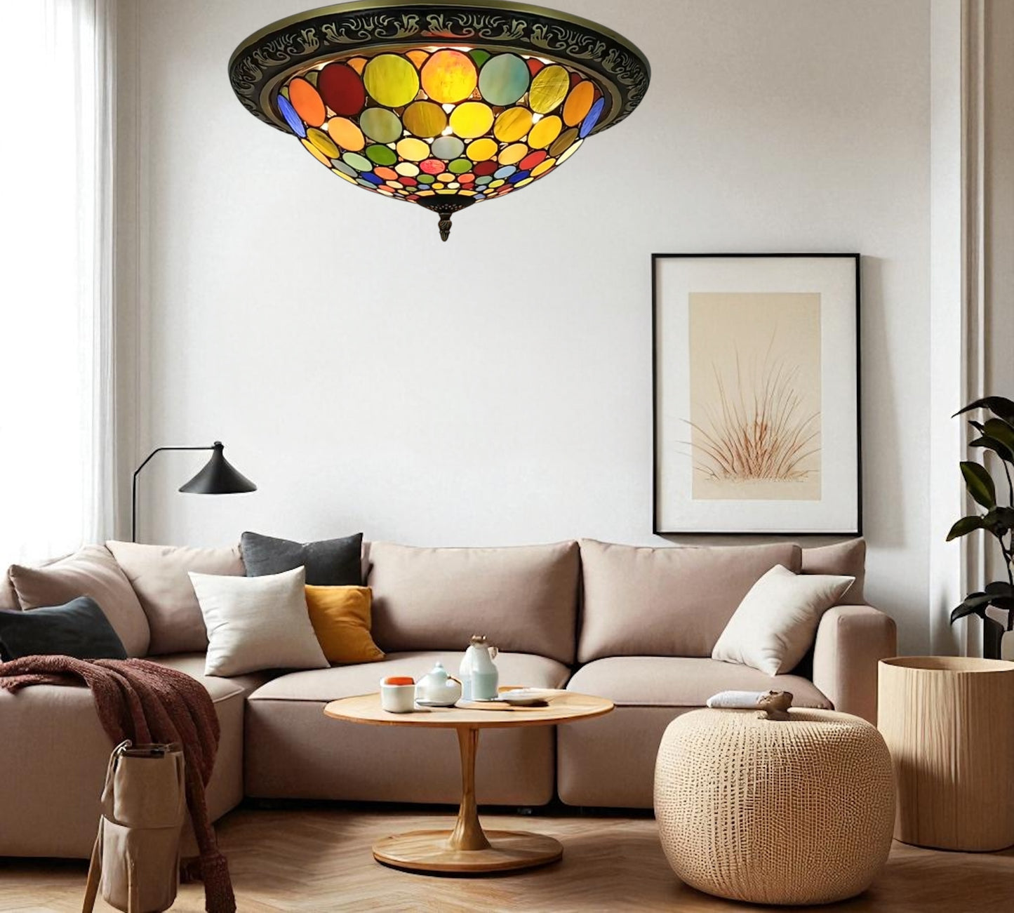 CDH 16" Tiffany Style Flush Mount Ceiling Lights with 40cm Shade (16041CM)