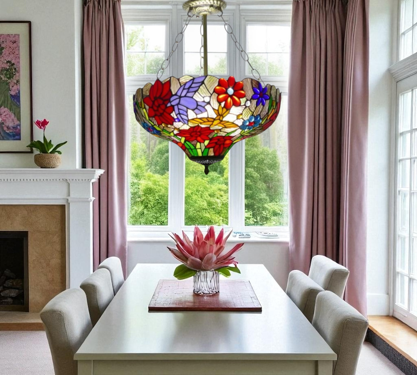 CDH 16" Tiffany Upright Lamp 40cm shade (16111CR)
