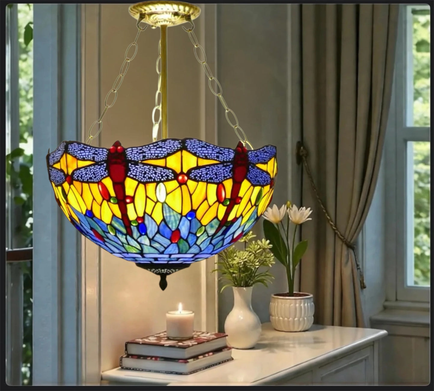CDH 16" Tiffany Upright Lamp 40cm shade (16117CR)
