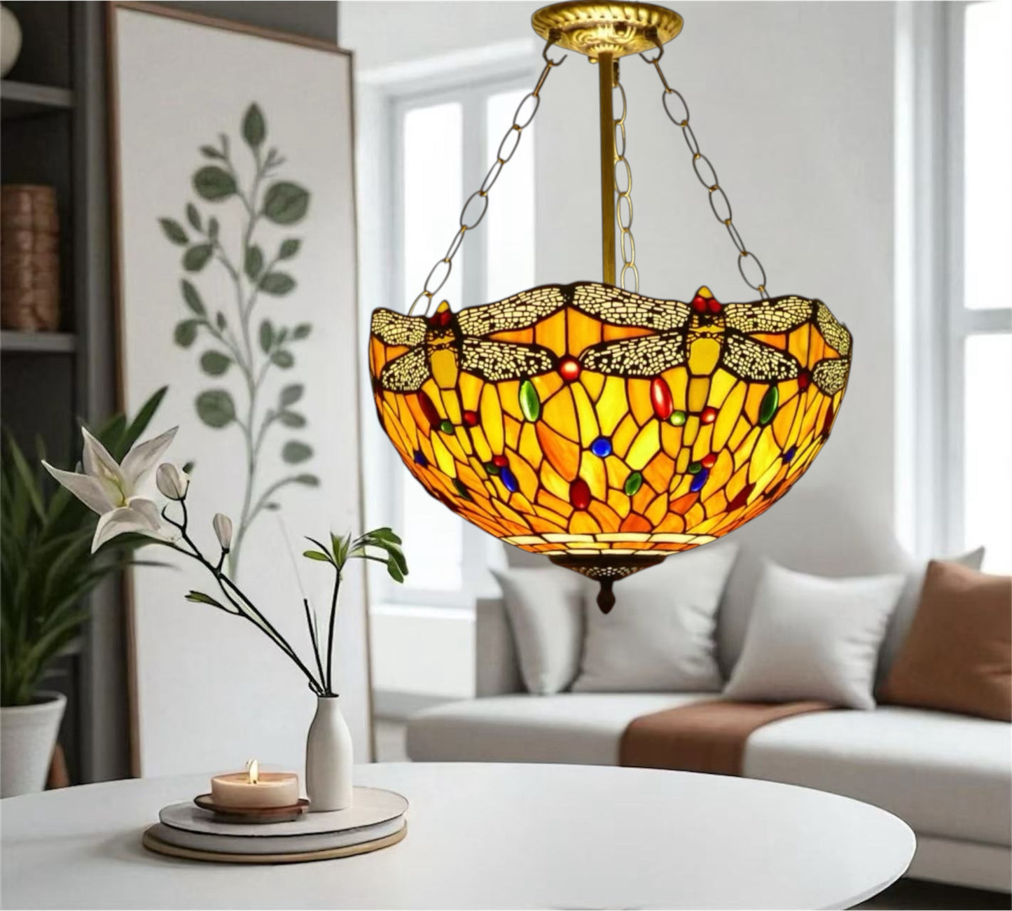CDH 16" Tiffany Upright Lamp 40cm shade (16035CR)