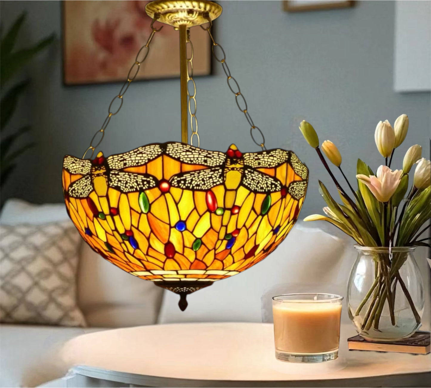 CDH 16" Tiffany Upright Lamp 40cm shade (16035CR)