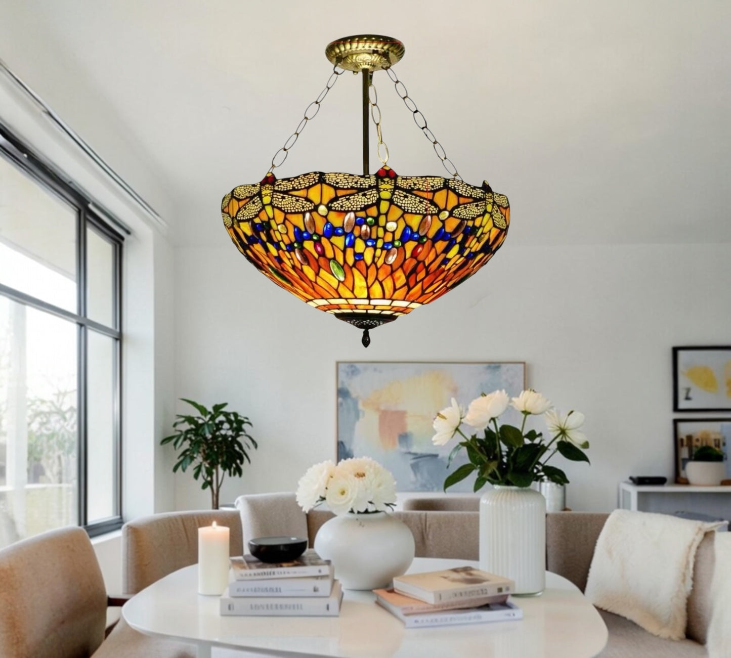 CDH 18" XLARGE Tiffany Upright Lamp 46cm shade (16035XCR)