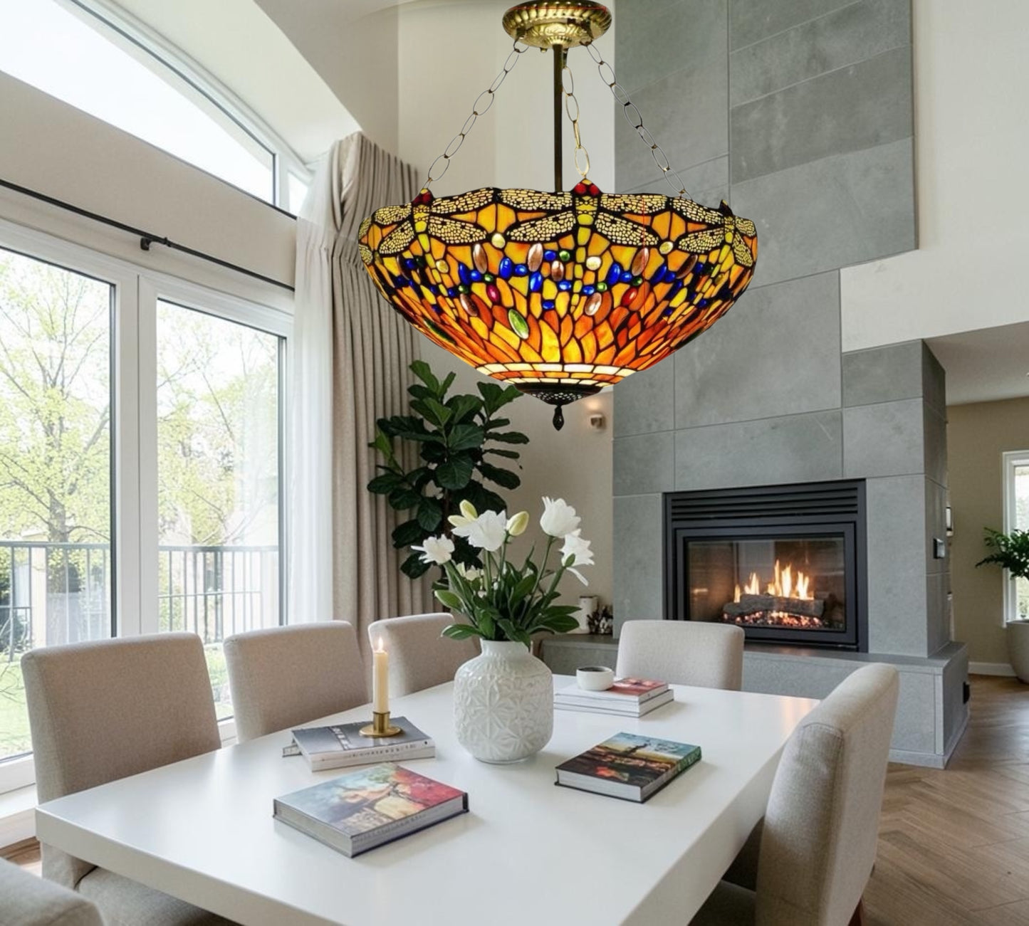 CDH 18" XLARGE Tiffany Upright Lamp 46cm shade (16035XCR)