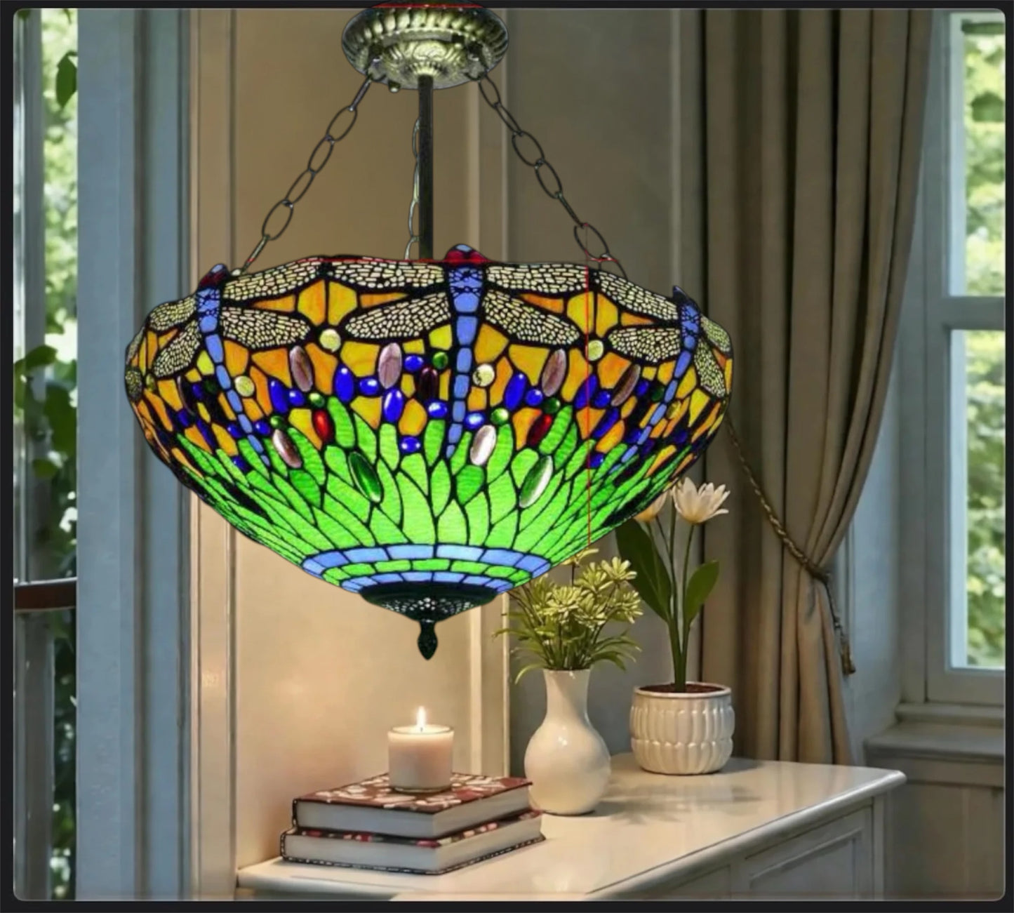 CDH 18" XLARGE Tiffany Upright Lamp 46cm shade (16035GXR)