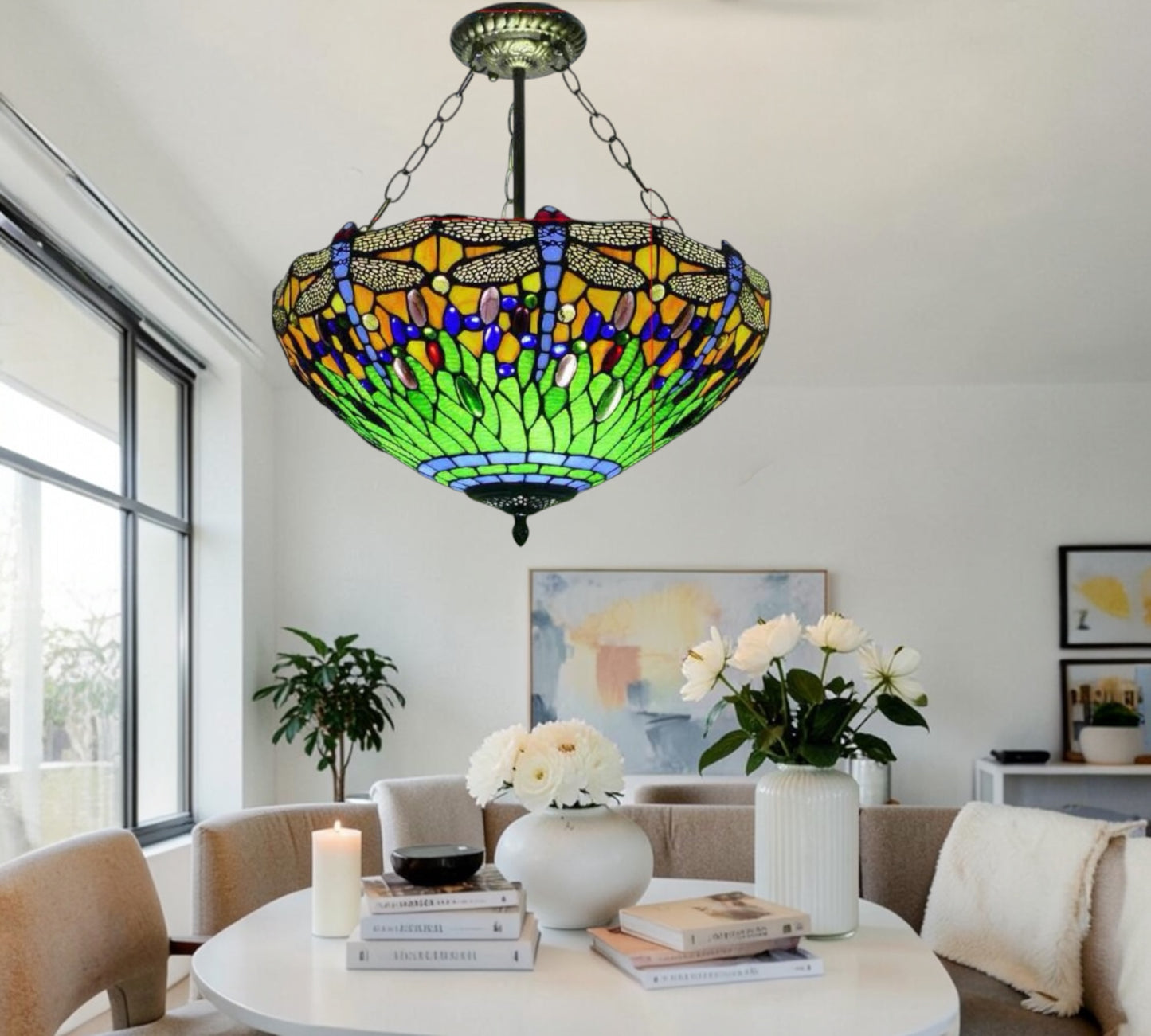 CDH 18" XLARGE Tiffany Upright Lamp 46cm shade (16035GXR)
