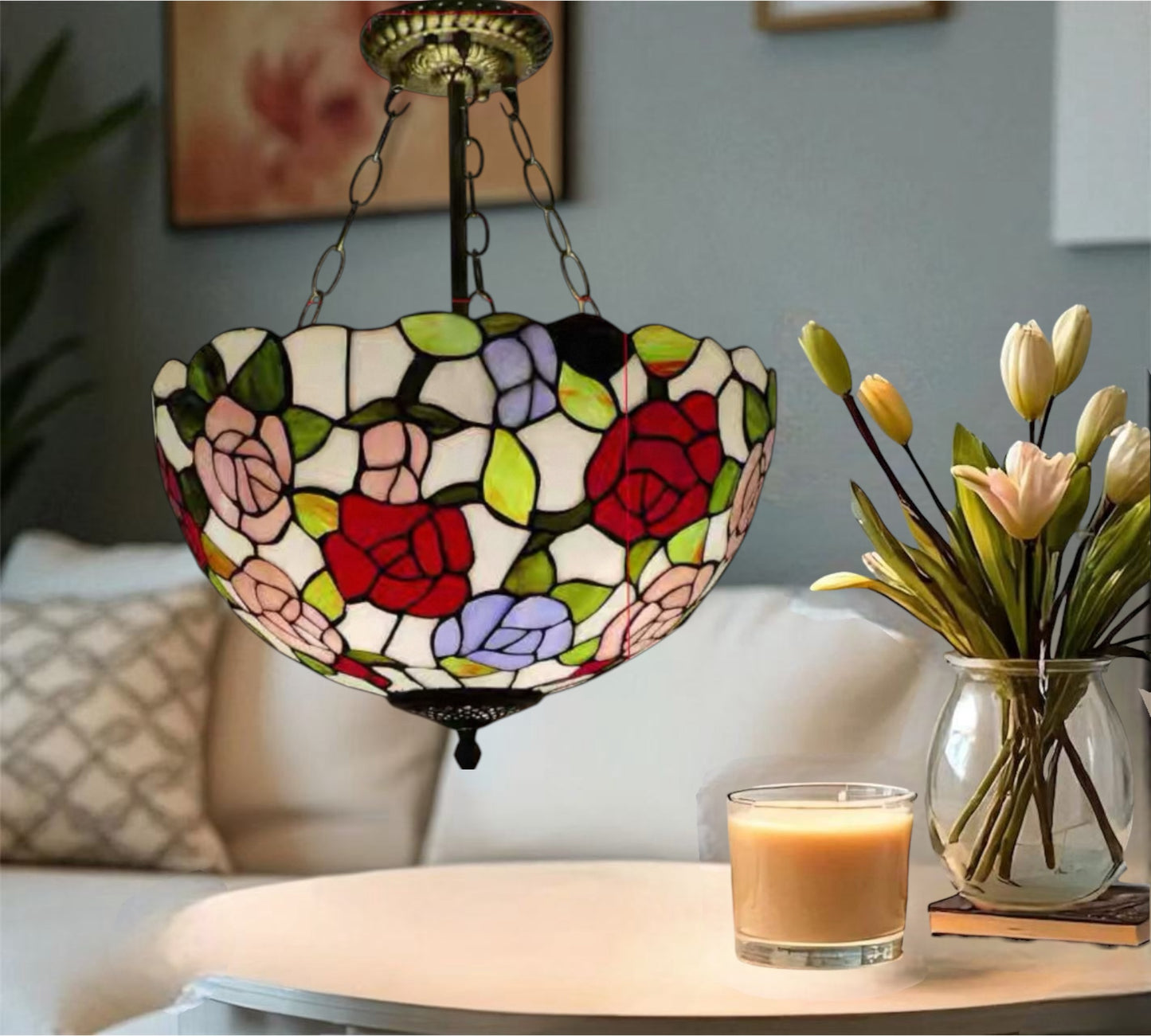 CDH 16" Tiffany Upright Lamp 40cm shade (15018CR)