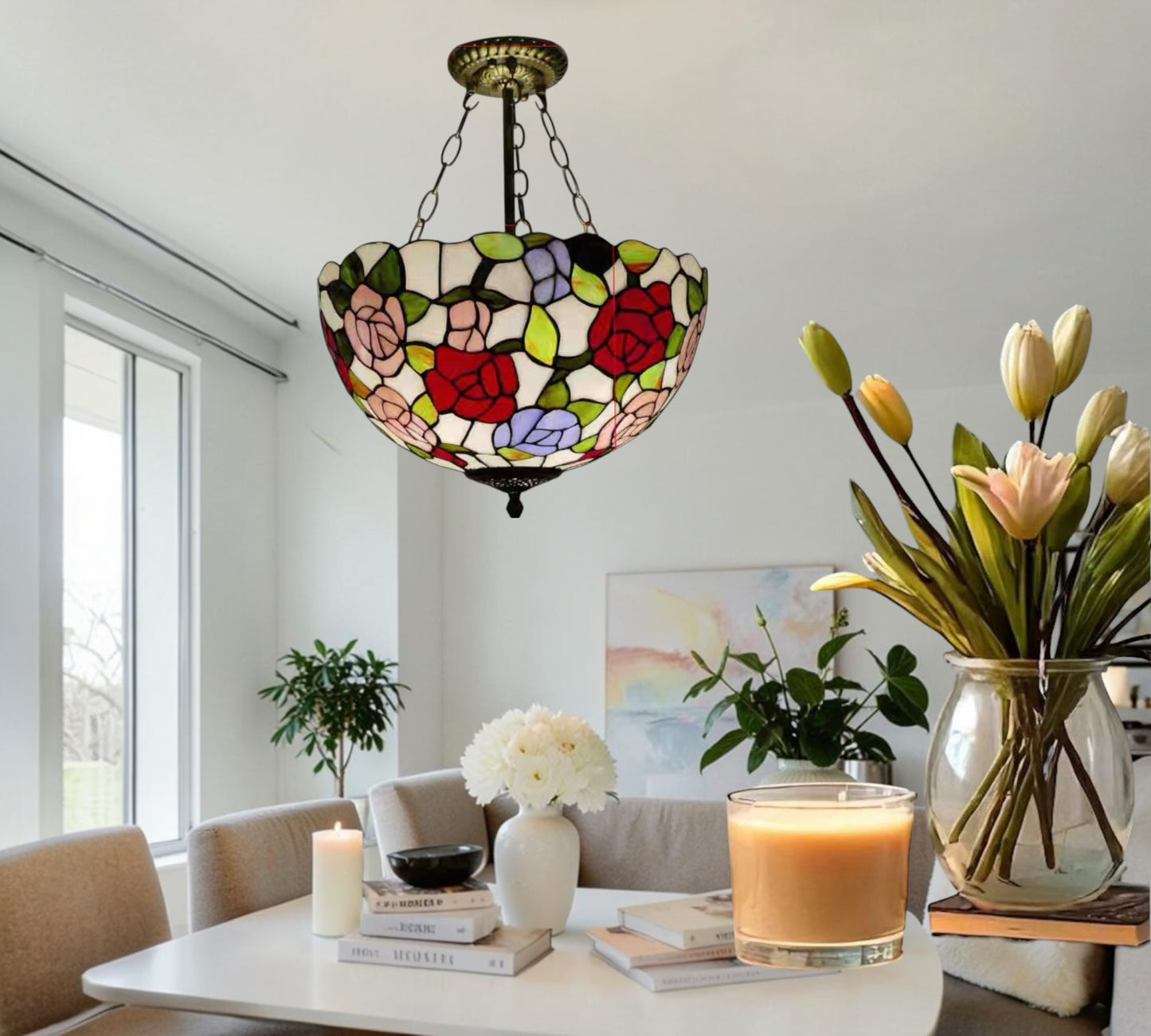 CDH 16" Tiffany Upright Lamp 40cm shade (15018CR)