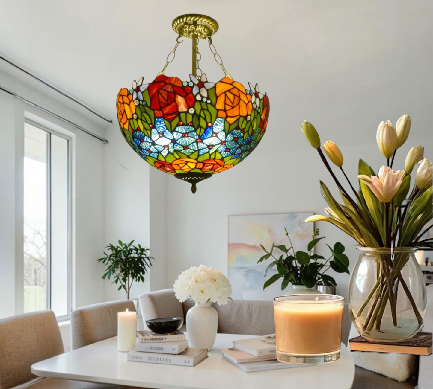 CDH 16" Tiffany Upright Lamp 40cm shade (15013CR)