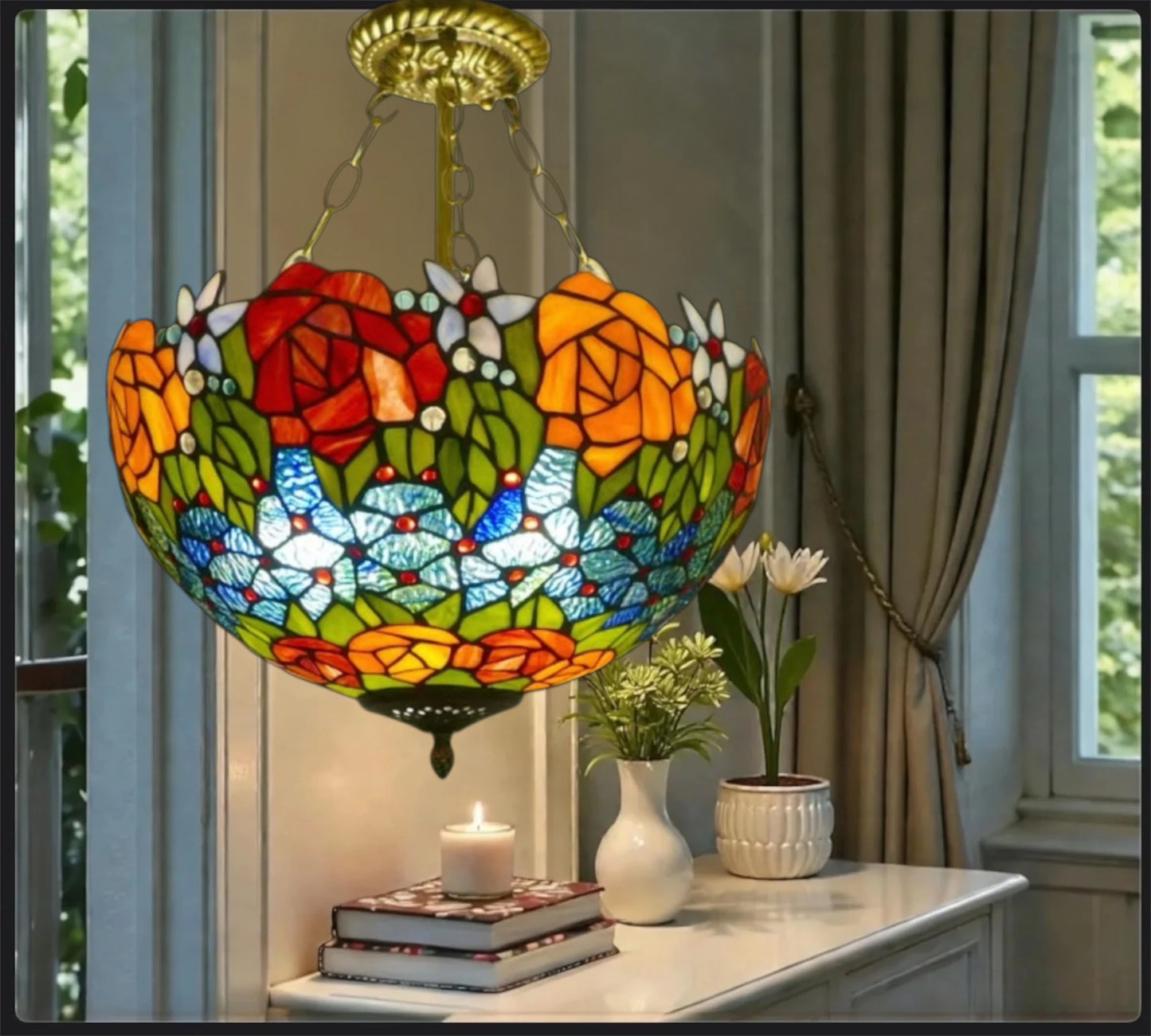 CDH 16" Tiffany Upright Lamp 40cm shade (15013CR)