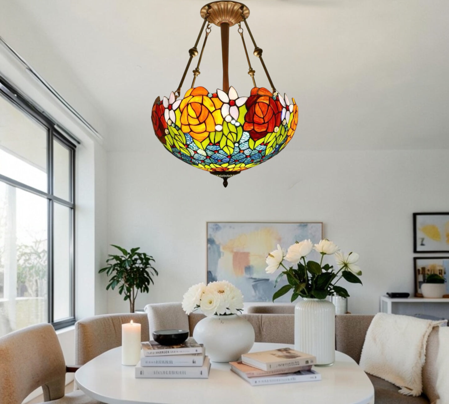 CDH 18" XLARGE Tiffany Upright Lamp 46cm shade (15013XCR)
