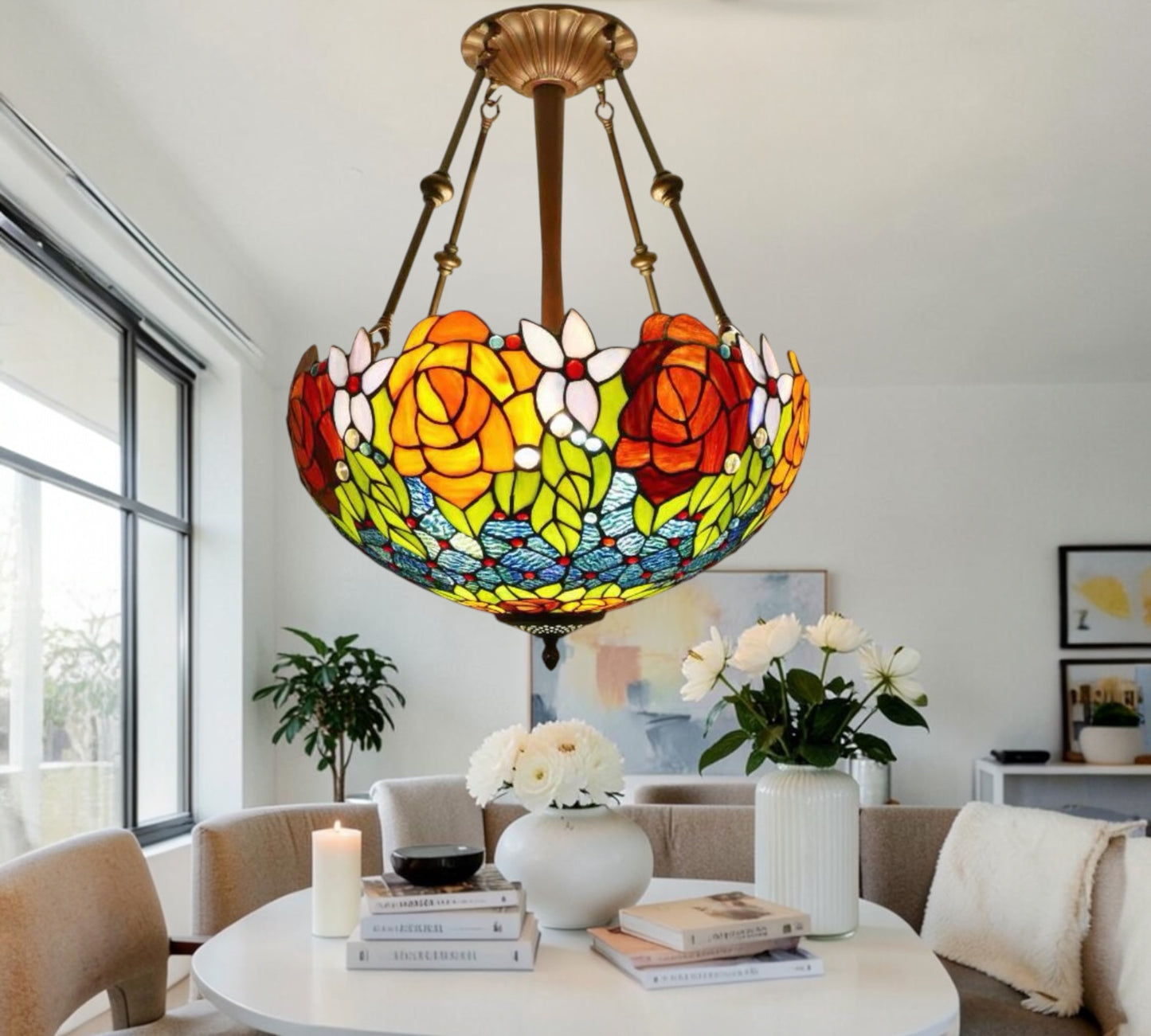 CDH 18" XLARGE Tiffany Upright Lamp 46cm shade (15013XCR)