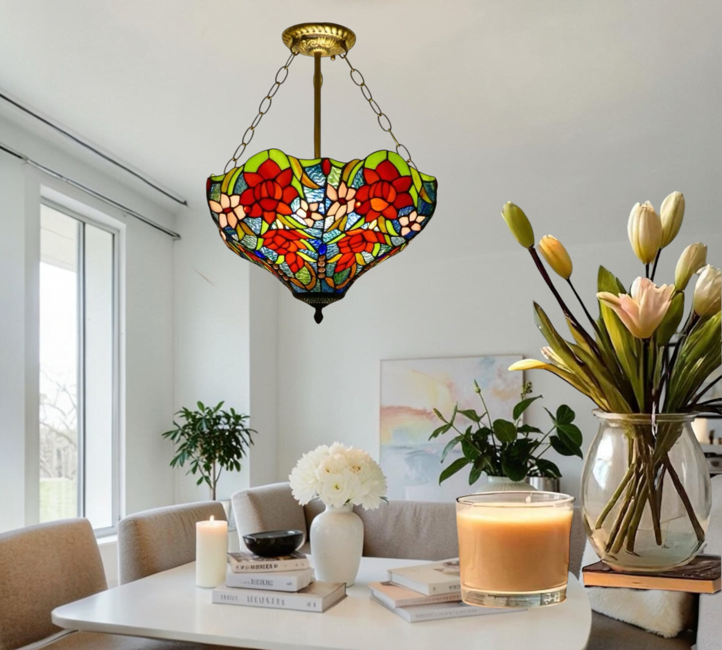 CDH 16" Tiffany Upright Lamp 40cm shade (16118CR)