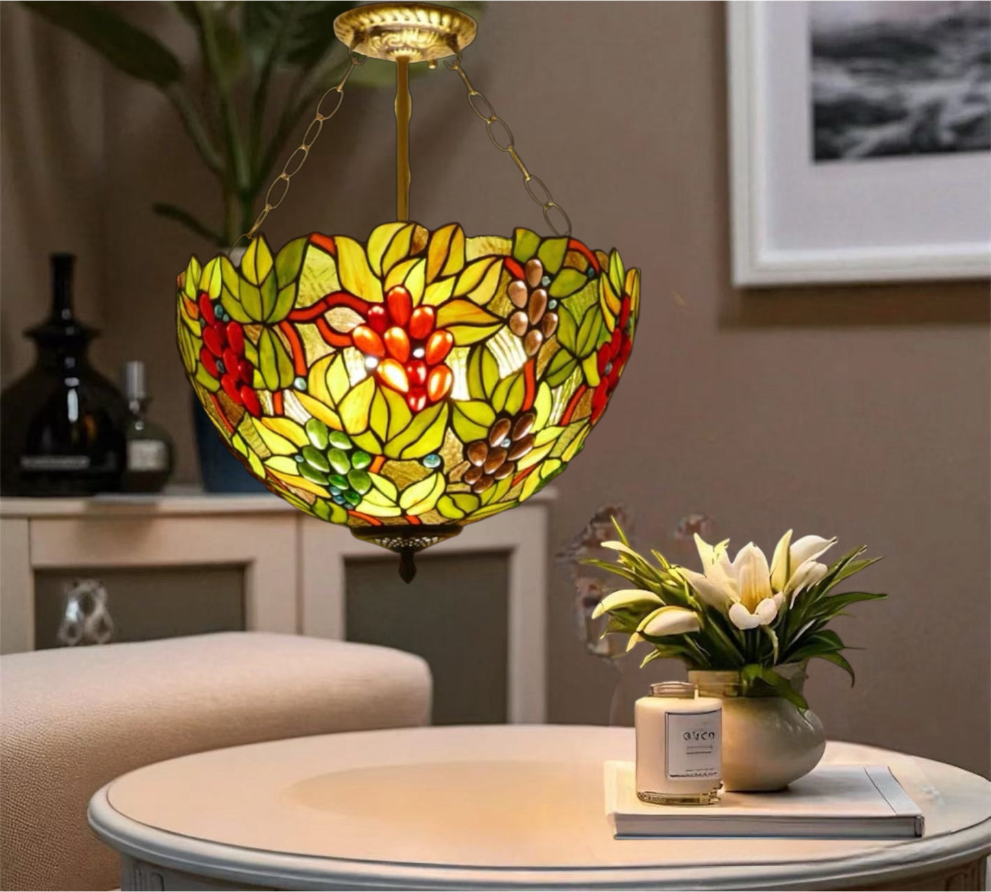 CDH 16" Tiffany Upright Lamp 40cm shade (16059CR)