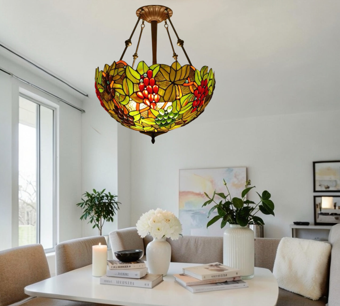 CDH 20” XLARGE Tiffany Upright Lamp with 50cm shade (16059XCR)