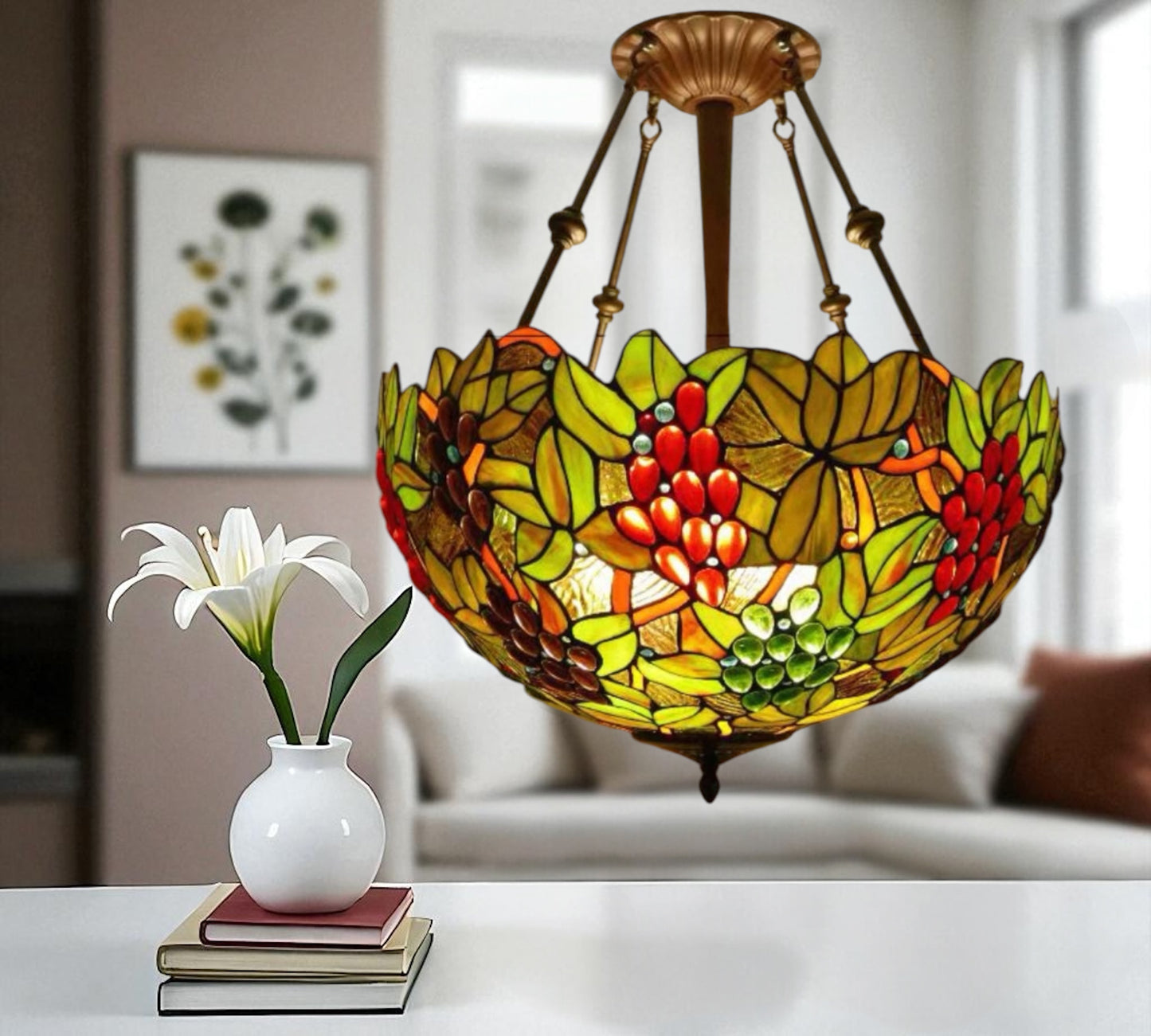 CDH 20” XLARGE Tiffany Upright Lamp with 50cm shade (16059XCR)