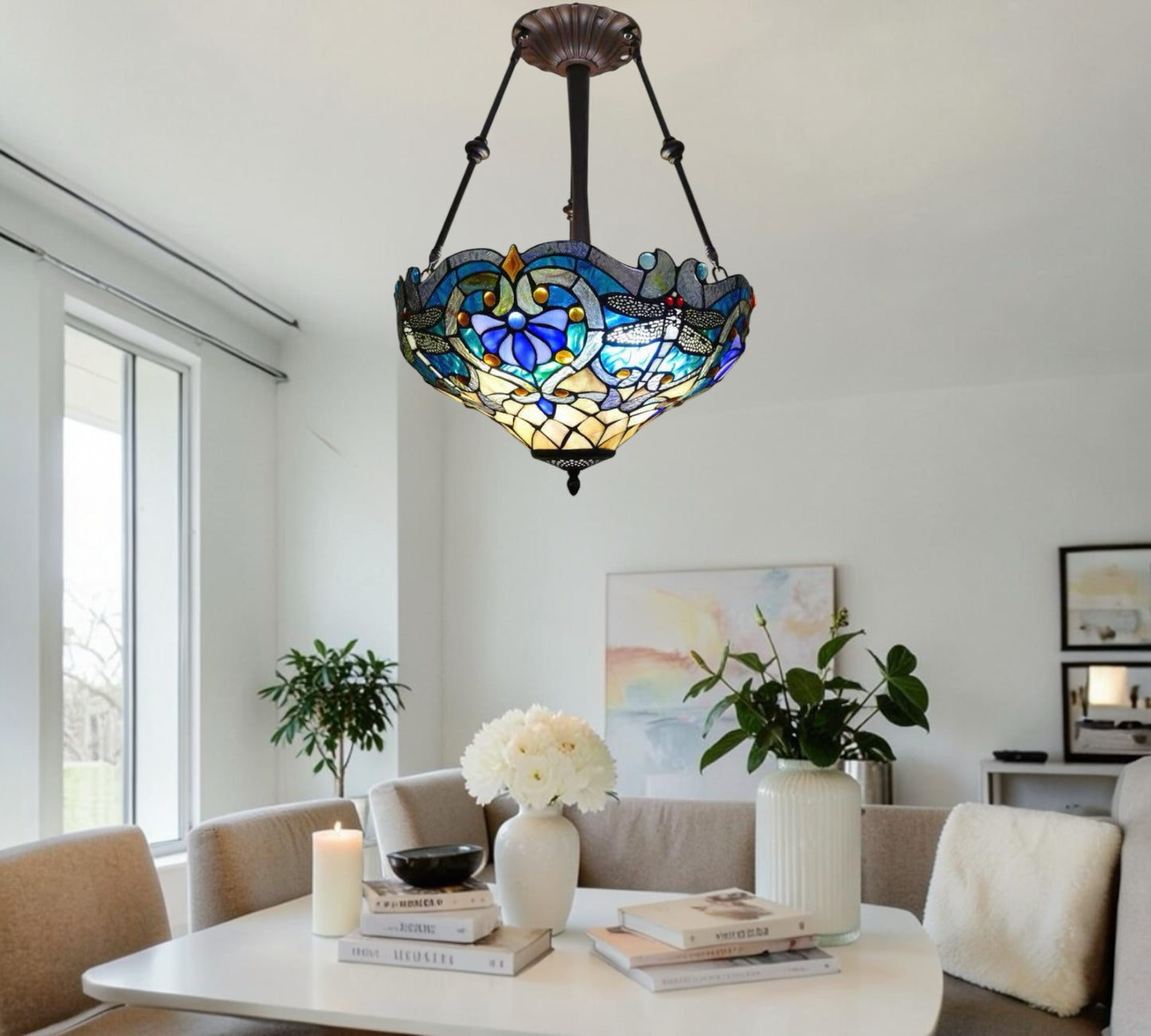 CDH 18" XLARGE Tiffany Upright Lamp 46cm shade (19097CR)