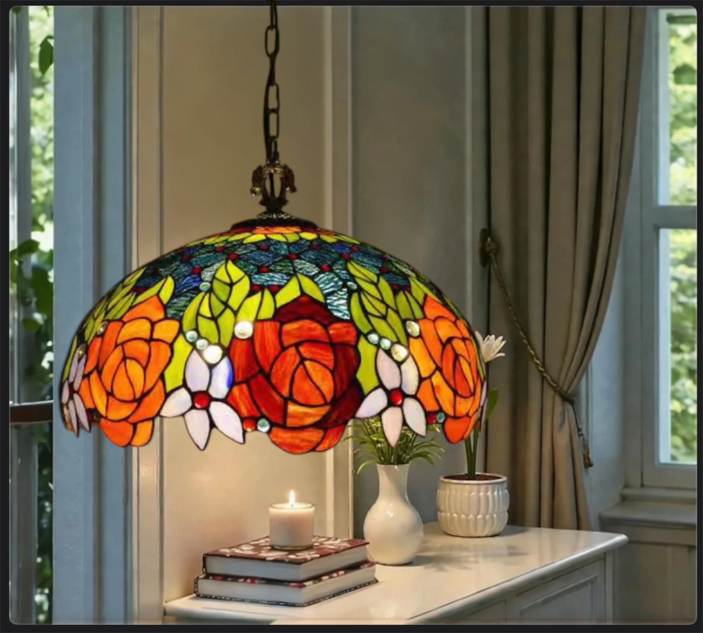 CDH 18" XLARGE Tiffany Pendant Lamp 46cm shade (15013CX)