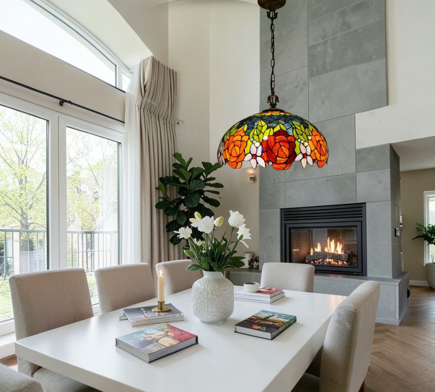 CDH 18" XLARGE Tiffany Pendant Lamp 46cm shade (15013CX)