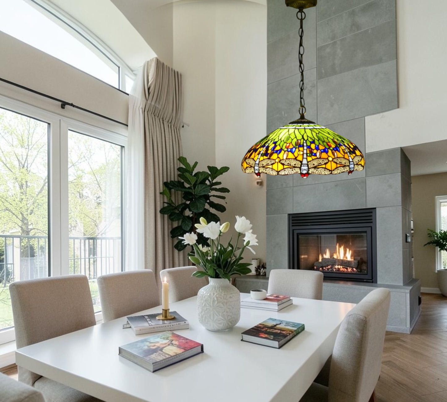 CDH 18" XLARGE Tiffany Pendant Lamp 46cm shade (16035GPX)