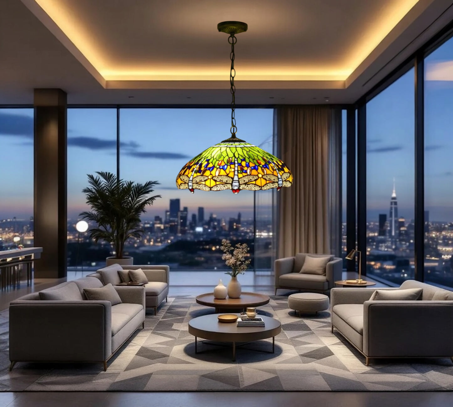 CDH 18" XLARGE Tiffany Pendant Lamp 46cm shade (16035GPX)