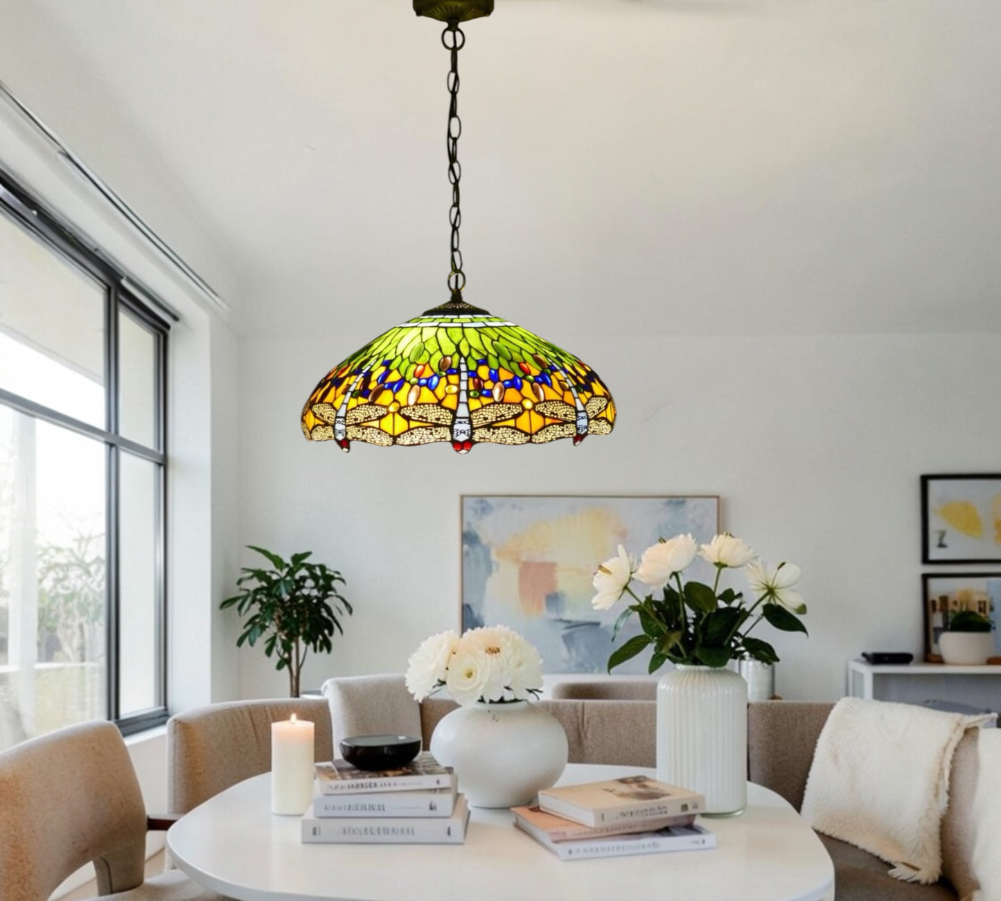 CDH 18" XLARGE Tiffany Pendant Lamp 46cm shade (16035GPX)