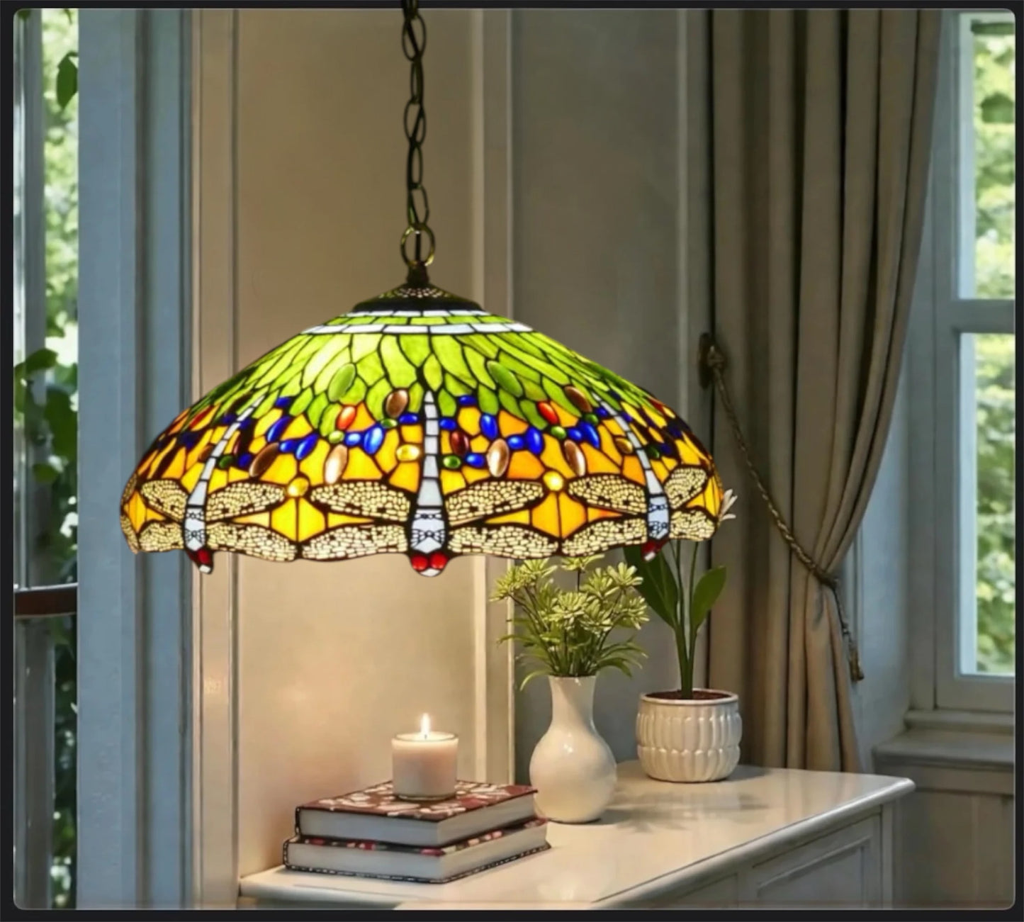 CDH 18" XLARGE Tiffany Pendant Lamp 46cm shade (16035GPX)