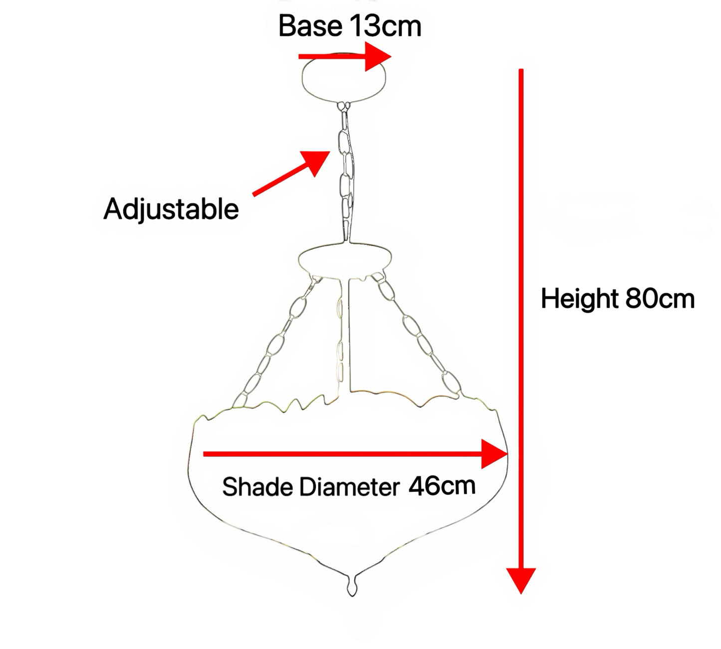 CDH 18" XLARGE Tiffany Upright Lamp 46cm shade (19002CR HC) for High Ceiling