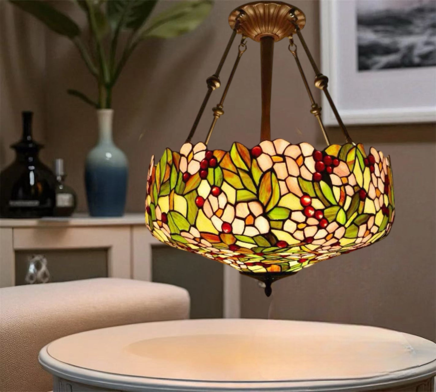 CDH 20” XLARGE Tiffany Upright Lamp with 50cm shade (19047XCR)