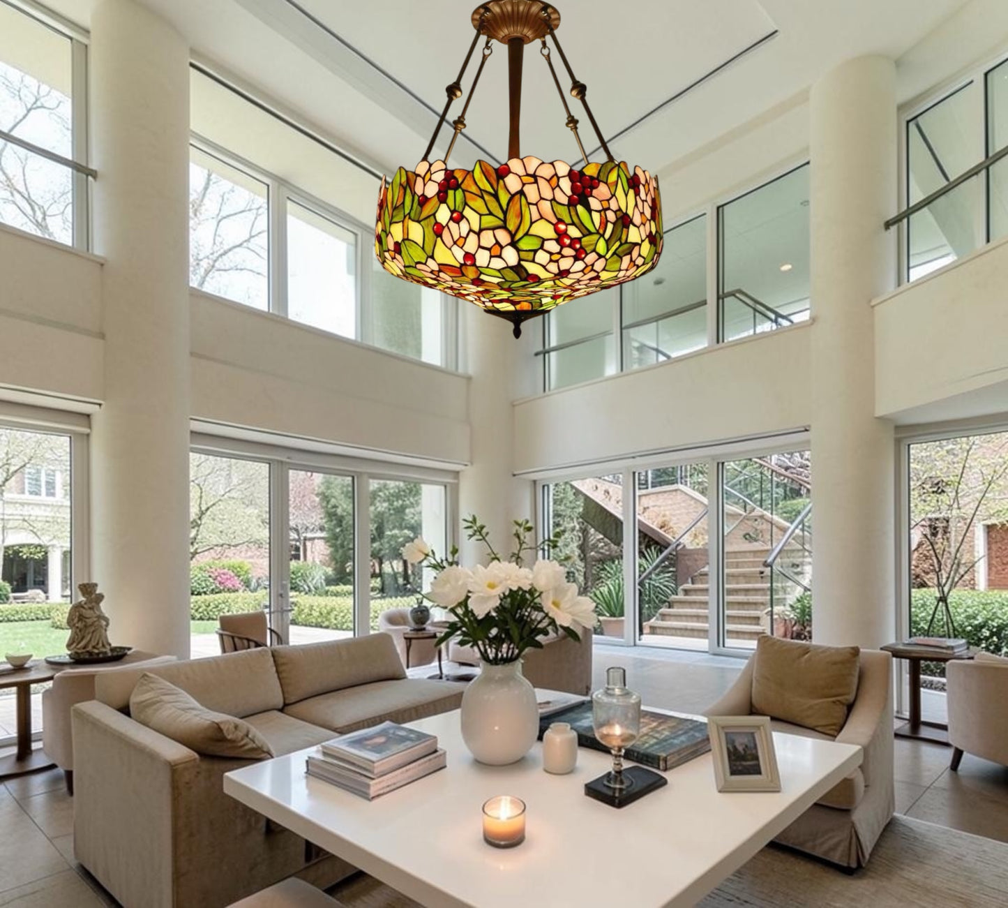 CDH 20” XLARGE Tiffany Upright Lamp with 50cm shade (19047XCR)