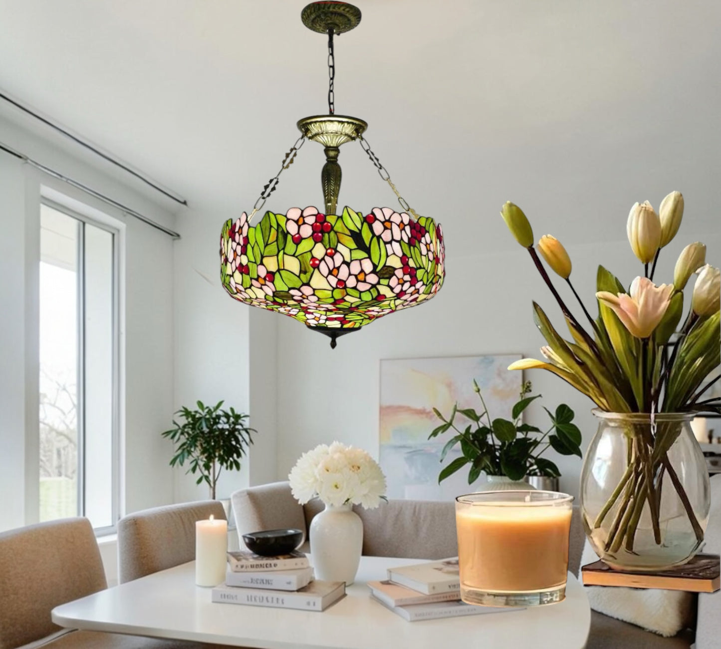 CDH 20” XLARGE Tiffany Upright Lamp with 50cm Shade (19047XCR HC)
