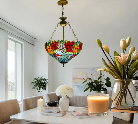 CDH 16" Tiffany Upright Lamp 40cm shade (16110CR HC) for High Ceiling