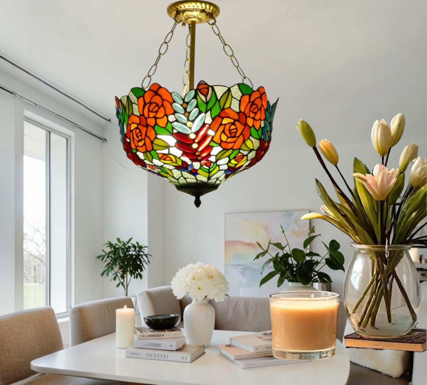 CDH 16" Tiffany Upright Lamp 40cm shade (16112CR)