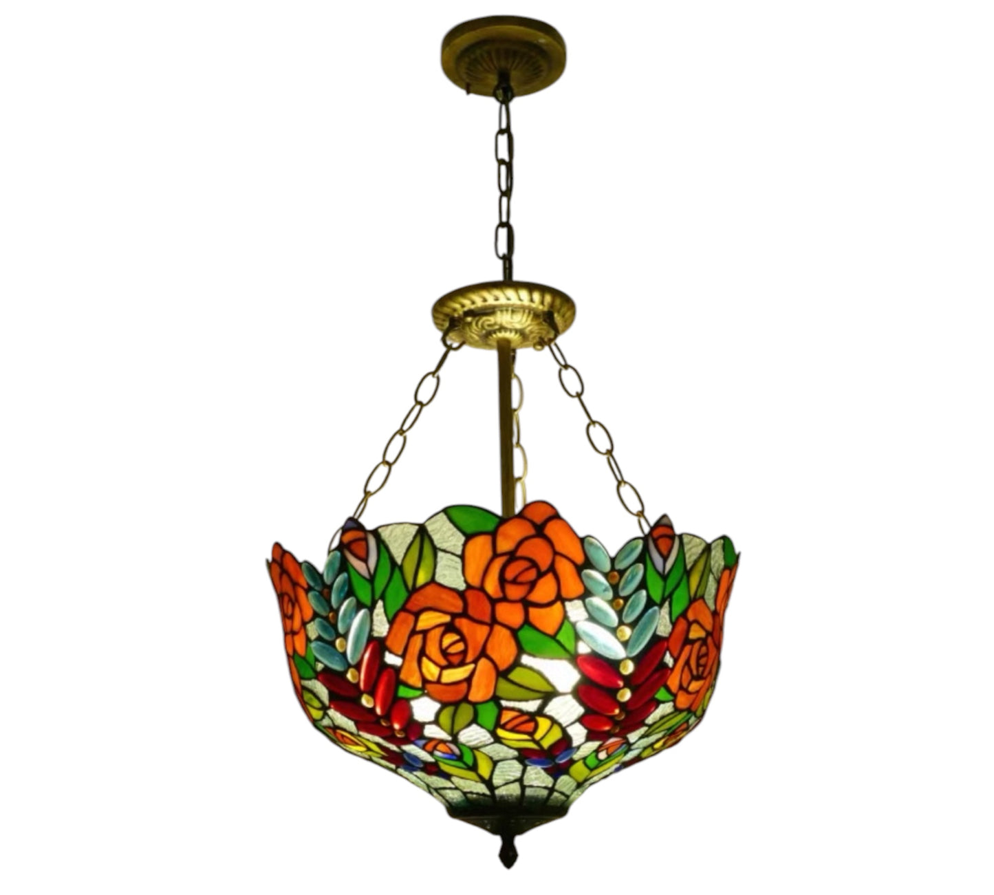 CDH 16" Tiffany Upright Lamp 40cm shade (16112CR HC) for High Ceiling