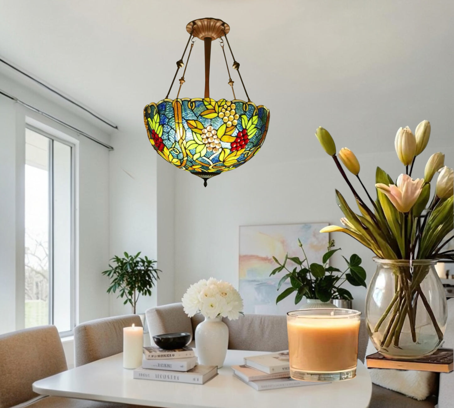 CDH 16" Tiffany Upright Lamp 40cm shade (16937CR)