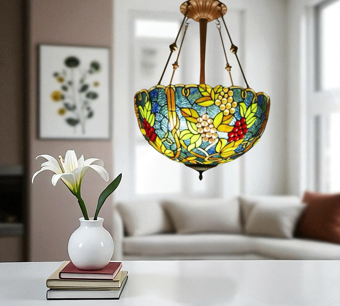 CDH 16" Tiffany Upright Lamp 40cm shade (16937CR)