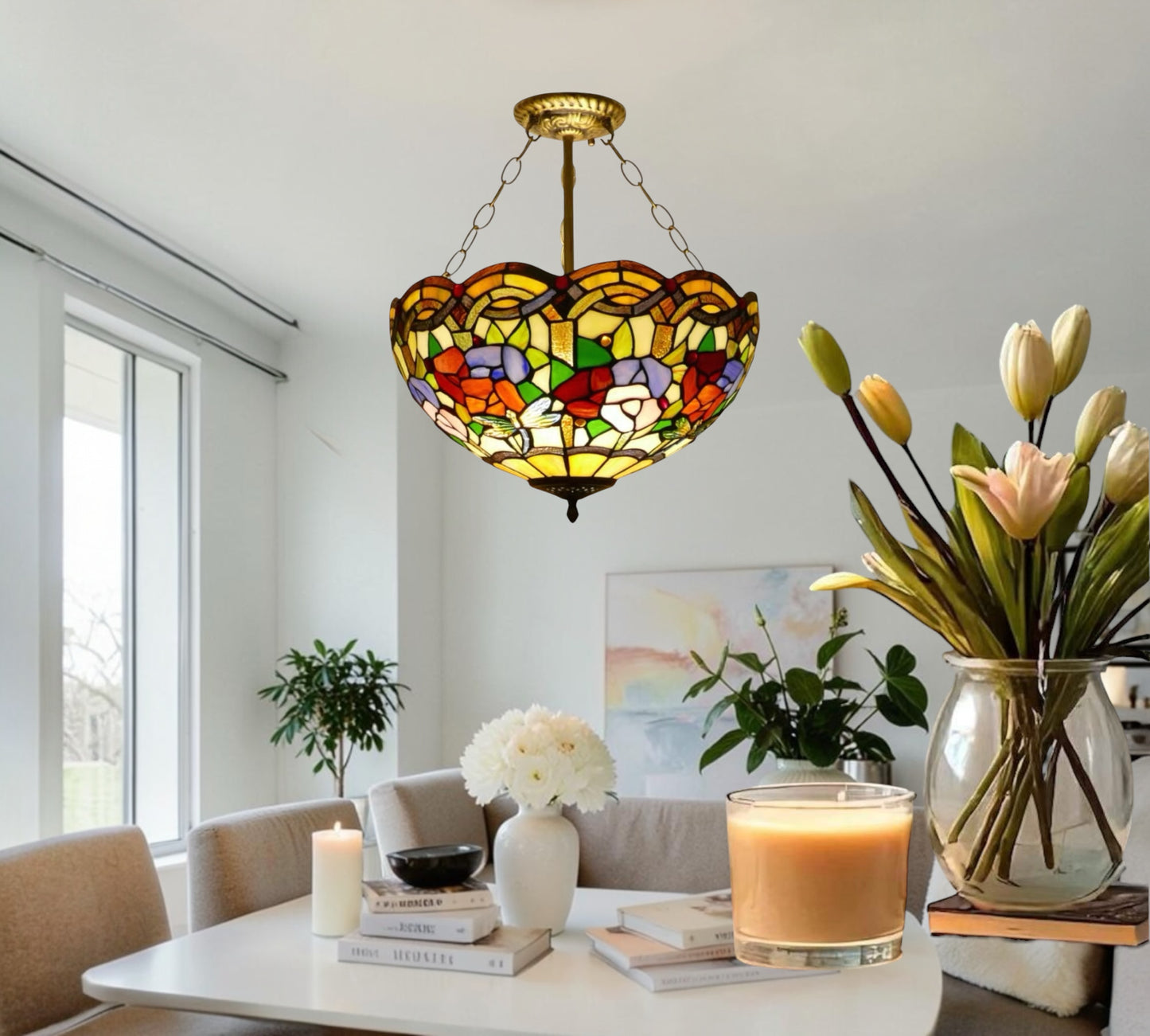 CDH 16" Tiffany Upright Lamp 40cm shade (15002CR)
