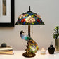 CDH 18" X-LARGE Tiffany Table Lamp 46cm Shade with Peacock (19005TL)