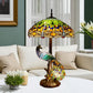 CDH 18" X-LARGE Tiffany Table Lamp 46cm Shade with Peacock (16035GTL)