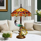 CDH 18" X-LARGE Tiffany Table Lamp 46cm Shade with Peacock (16035TL)