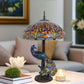 CDH 18" X-LARGE Tiffany Table Lamp 46cm Shade with Peacock (16035TL)