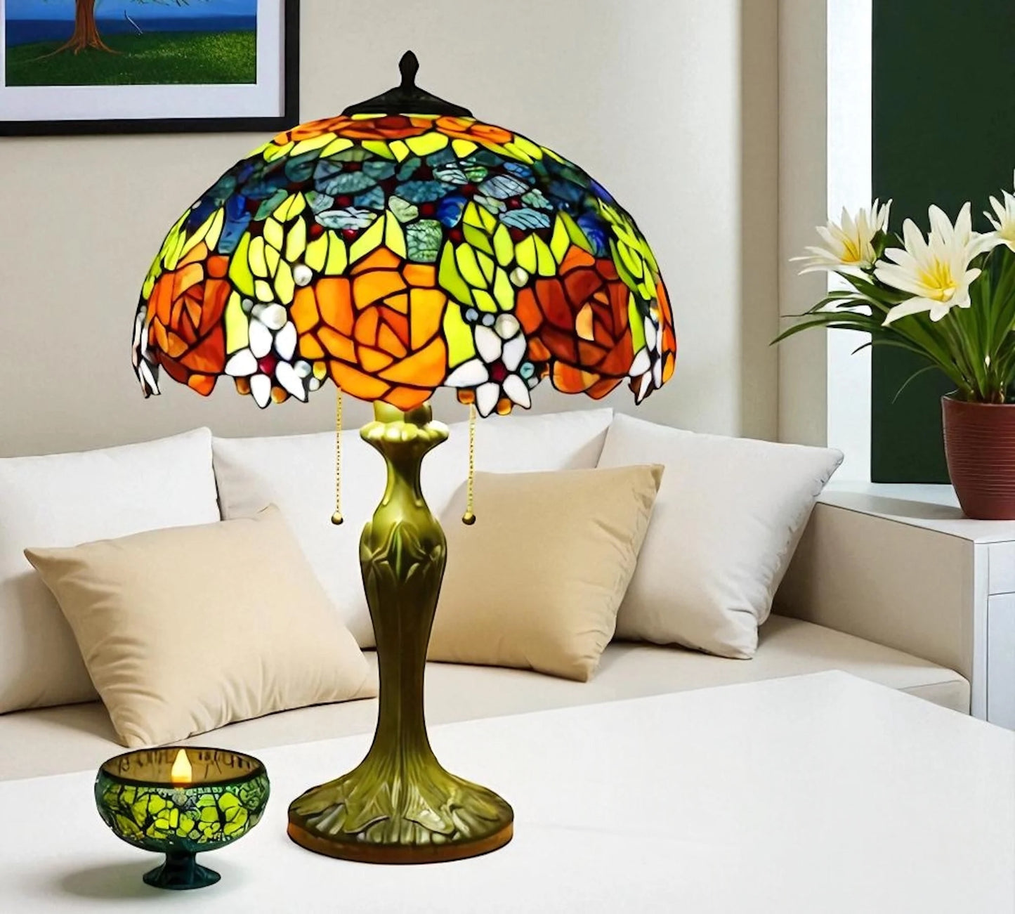 CDH 16" Tiffany Table Lamp 40cm Shade (15013)