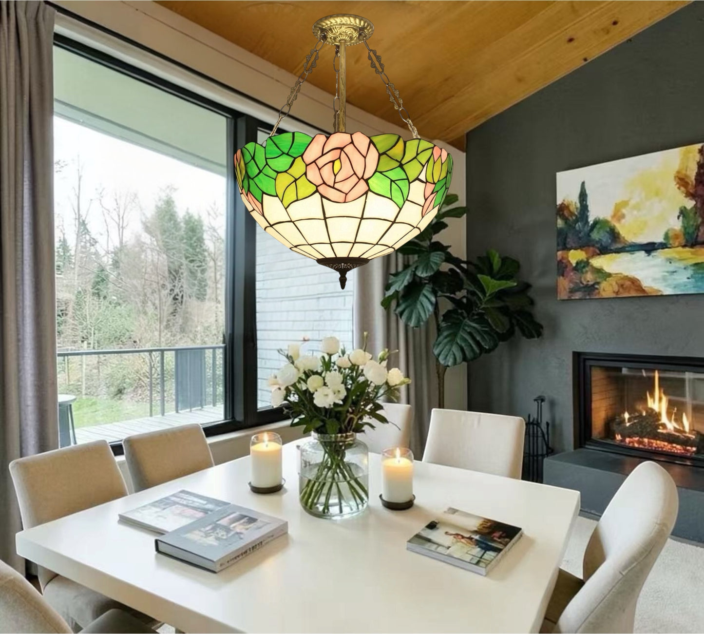 CDH 16" Tiffany Upright Lamp 40cm shade (11004CR)