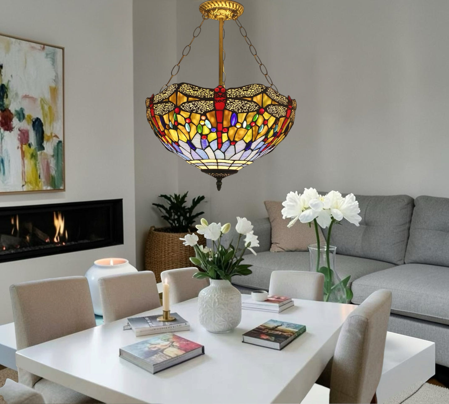CDH 16" Tiffany Upright Lamp 40cm shade (16031CR)