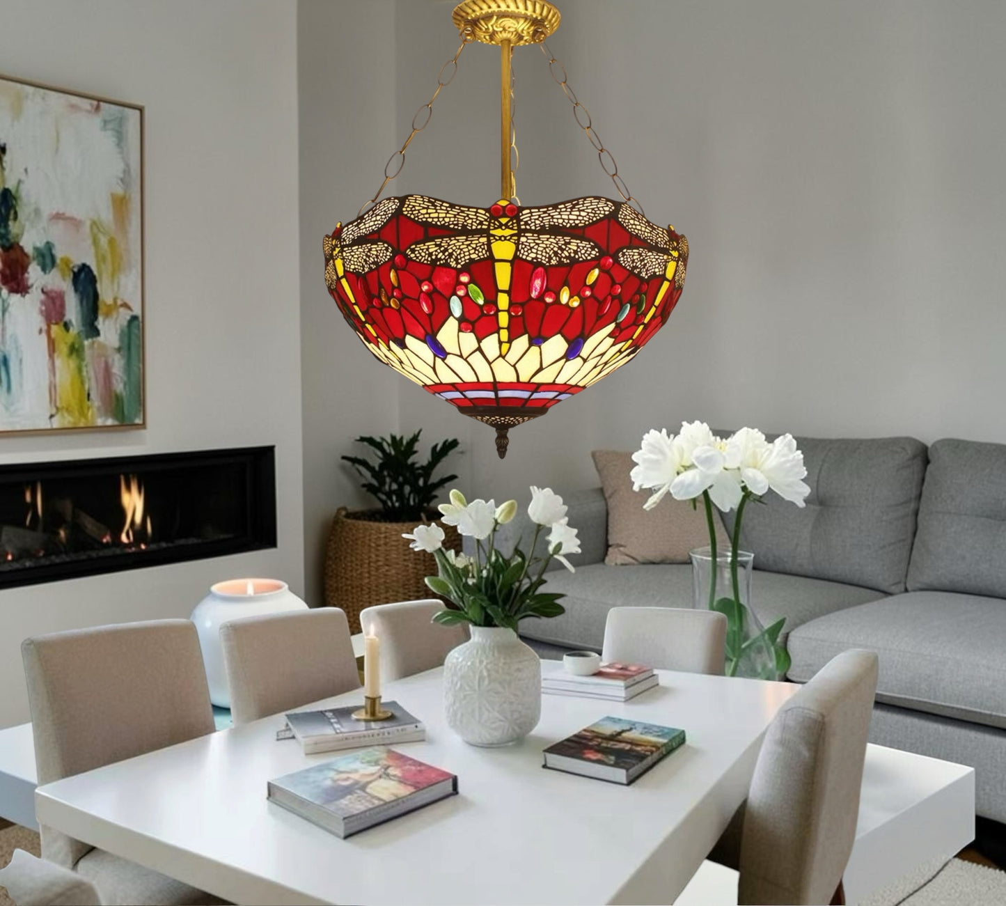 CDH 16" Tiffany Upright Lamp 40cm shade (23002CR)