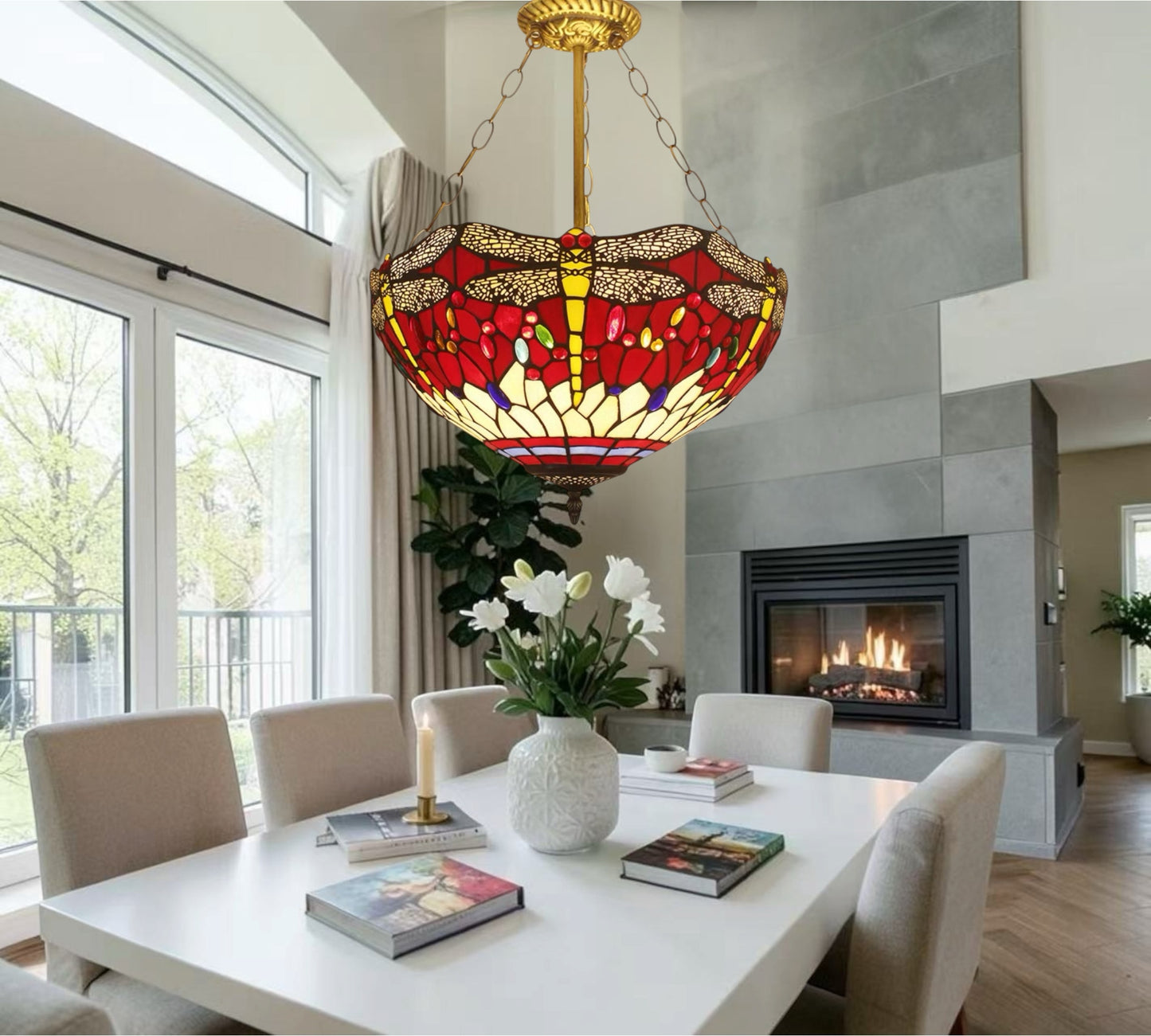CDH 16" Tiffany Upright Lamp 40cm shade (23002CR)