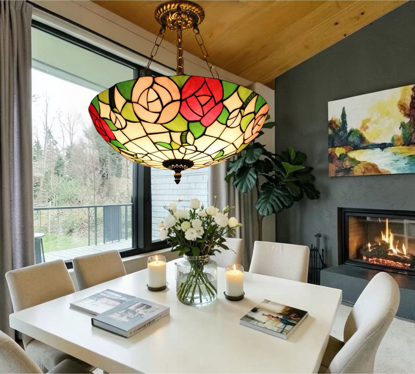 CDH 16" Tiffany Upright Lamp 40cm shade (16049CR)